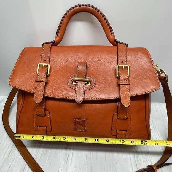 Dooney & Bourke Florentine Flap Tab Satchel Medium Ginger Italian Leather - Picture 13 of 16